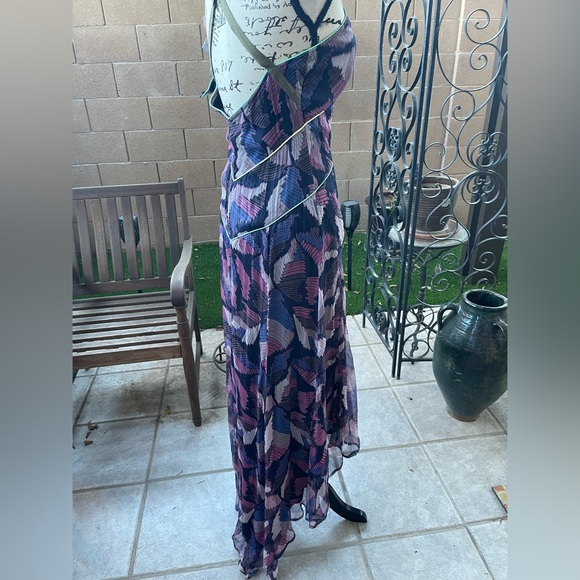 Diesel 100% Silk Fregius Vestito High Low Handkerchief Maxi Dress Sz XS - Picture 15 of 16